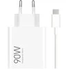 Xiaomi MDY-15-EK USB-A 90W Kelioninis įkroviklis + Data kabelis USB-C 6A baltos spalvos
