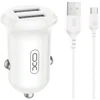 XO automobilinis įkroviklis CC67 12W 2x USB juodas + USB – USB-C laidas