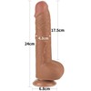 LoveToy 9.5'' slankiojančios odos dvisluoksnis dong'as, rudas