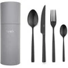 Verlo 24-piece cutlery set with tube, Su Juodas