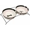 TRIXIE Dubenėlių kompl., keramika-metal., 2x2.6 l/25 cm/54x12x24 cm, baltas-juodas