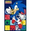 Koc polarowy 100x140 Sonic mėlyna kolorowyy pled dziecięcy S24