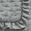 Eurofirany Sidabrinė dekoratyvinė lovatiesė 220x240, lovos užtiesalas su raukiniais, elegantiškas miegamojo dekoras, sidabrinė poliesterio lovatiesė, didelis dvigulės lovos užtiesalas Lovatiesė