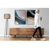 Eurofirany Abstraktaus meno sienų paveikslas, pilkos ir mėlynos spalvų gama, modernus dekoratyvinis paveikslas, 60x90 cm įrėminta drobė, minimalistinis interjero dekoras, stilinga namų puošmena