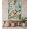 Eurofirany Rankomis tapytas Afrikos moters portretas ant drobės, žalios ir kreminės spalvos, etninis sienų menas, modernus etninis dekoras, 70x100 cm įrėmintas paveikslas, interjero detalė