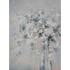 Eurofirany Smėlio spalvos gėlių paveikslas, rankomis tapytas ant drobės 60x80 cm, baltos ir mėlynos gėlės, sienų dekoras svetainei ir miegamajam, modernus interjero akcentas