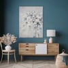 Eurofirany Smėlio spalvos gėlių paveikslas, rankomis tapytas ant drobės 60x80 cm, baltos ir mėlynos gėlės, sienų dekoras svetainei ir miegamajam, modernus interjero akcentas