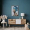 Eurofirany Afrikos moters portretas, rankomis tapytas ant drobės, pilki ir mėlyni tonai, 80x120 cm, dekoratyvinis sienų menas etniniam ir moderniam interjerui, paveikslas namams