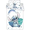 Patalynė bawełniana 100x135 Lilo i Stitch tęczowe dziecko balta mėlyna poszewka 40x60 JF24