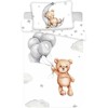 Patalynė bawełniana 100x135 Meškiukas baloniki gwiazki 7547 balta pilka księżyc chmurki Teddy Bear dziecięca do łóżeczka poszewka 40x60