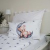 Patalynė bawełniana 100x135 Meškiukas baloniki gwiazki 7547 balta pilka księżyc chmurki Teddy Bear dziecięca do łóżeczka poszewka 40x60
