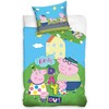 Patalynė bawełniana 100x135 Świnka Peppa wakacje mėlyna poszewka 40x60 C24