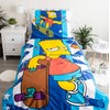 Patalynė bawełniana 140x200 Bart skater Simpson 2635 Riedlentė poszewka 70x90 mėlyna pasy dziecięca