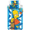 Patalynė bawełniana 140x200 Bart skater Simpson 2635 Riedlentė poszewka 70x90 mėlyna pasy dziecięca