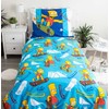 Patalynė bawełniana 140x200 Bart skater Simpson 2635 Riedlentė poszewka 70x90 mėlyna pasy dziecięca