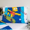 Patalynė bawełniana 140x200 Bart skater Simpson 2635 Riedlentė poszewka 70x90 mėlyna pasy dziecięca