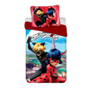 Patalynė bawełniana 140x200 Biedronka i Juodas Kot Ladybug Miraculous raudona w juoda kropki JF24