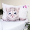 Patalynė bawełniana 140x200 Kotek 2658 kot Cat balta kolorowe kocie łapki dvipusė poszewka 70x90
