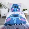 Patalynė bawełniana 140x200 Lilo and Stitch Cute šviesiai violetinė poszewka 70x90 JF 02