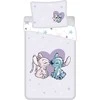 Patalynė bawełniana 140x200 Lilo i Stitch Heart šviesiai violetinė poszewka 70x90 JF 24