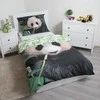 Patalynė bawełniana 140x200 Meškiukas Panda pandy liście 6435 poszewka 70x90 bear