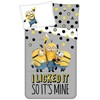 Patalynė bawełniana 140x200 Minionki pilka poszewka 70x90