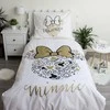Patalynė bawełniana 140x200 Minnie Gold Mini Myszka 8339 kokardy poszewka 70x90 balta smėlio sp.