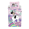 Patalynė bawełniana 140x200 Myszka Mini Vienaragis 9718 Minnie Mouse rožinė unicorn poszewka 70x90 dziecięca