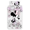 Patalynė bawełniana 140x200 Myszka Mini Minnie Mouse kwiatki pilka rožinė pilkas 3051 poszewka 70x90