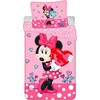 Patalynė bawełniana 140x200 Myszka Mini Minnie Mouse 8094 serce rožinė grochy kwiaty poszewka 70x90 dziecięca