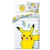 Patalynė bawełniana 140x200 Pokemon mėlyna geltona pasy poszewka 65x65 H2