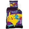 Patalynė bawełniana 140x200 Pokemon Pikachu violetinė kolorowa poszewka 70x90 C24