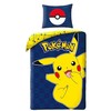 Patalynė bawełniana 140x200 Pokemon tamsiai mėlyna geltona poszewka 65x65 H2