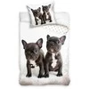 Patalynė bawełniana 140x200 Psy Buldog francuski balta juoda poszewka 70x90 C24