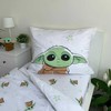 Patalynė bawełniana 140x200 Star Wars Baby Yoda balta žalia poszewka 70x90 August 23