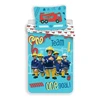 Patalynė bawełniana 140x200 Stażak Sam turkusowa 0295 Straż Pożarna poszewka 70x90 dziecięca Fireman Sam
