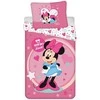 Patalynė dziecięca 140x200 Myszka Mini Minnie Mouse 9503 rožinė amarantowa w groszki poszewka 70x90