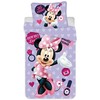 Patalynė dziecięca 140x200 Myszka Mini Minnie Mouse violetinė 6540 serduszka poszewka 70x90