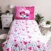 Patalynė dziecięca 140x200 Myszka Mini Minnie Mouse 9503 rožinė amarantowa w groszki poszewka 70x90