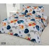 Matex Patalynė flanelowa 200x220 F-54A malowane kwiaty oranžinė tamsiai mėlyna