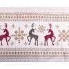 Multitex Flanelinės patalynės komplektas 220x200 cm, šiltas ir minkštas medvilninis antklodės užvalkalas su pagalvėmis, šventinis elnių raštas, smėlio ir balta spalva, žieminis komfortas, miegamojo tekstilė