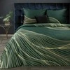 Eurofirany Medvilninio satino patalynės komplektas 160x200 cm, žalių ir auksinių lapų raštas, antklodės užvalkalas su pagalvių užvalkalais, užsegimas užtrauktuku, kvėpuojantis audinis, miegamojo tekstilė Patalynė