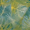 Eurofirany Medvilninio satino patalynės komplektas su tropinių lapų raštais, dvipusis, 220x200 cm, 2 pagalvių užvalkalai, egzotiškas žalias turkio geltonas miegamojo dekoras, minkšta patalynė Patalynė