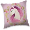 Poduszka dziecięca 40x40 Vienaragis unicorn kwiaty koń kucyk konik 4805 rožinė