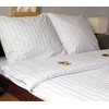 Baltas dryžuotas medvilninis antklodės užvalkalas, 160x200 cm, satino ir atlaso pynimas, 140 g/m², 30 cm atvartas, elegantiška patalynė, viešbučio stiliaus užvalkalas