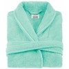 Medvilninis kilpinis chalatas, unisex viešbučio stiliaus chalatas, 450 g/m² tankis, iki kelių su kišenėmis, mėtų žalia spalva, minkštas vonios chalatas