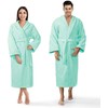 Medvilninis kilpinis chalatas, unisex viešbučio stiliaus chalatas, 450 g/m² tankis, iki kelių su kišenėmis, mėtų žalia spalva, minkštas vonios chalatas