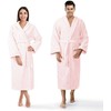 Medvilninis kilpinis chalatas, unisex viešbučio stiliaus, 450 g/m² tankis, ilgis iki kelių su kišenėmis, pudros rožinė XXL, minkštas chalatas namams