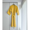 Vaflinis medvilninis chalatas, garstyčių spalvos, lengvas chalatas, SPA ir sveikatingumo chalatas, unisex medvilninis kimono, vonios chalatas