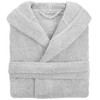 Medvilninis kilpinis chalatas su gobtuvu, unisex XXL dydis, 450 g/m² tankis, kelius siekiantis viešbučio stiliaus chalatas, pilkas medvilninis chalatas su kišenėmis, vonios apranga